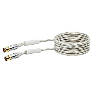 Schwaiger Antennen-Anschlusskabel (1,5 m, Weiß, 110 dB, IEC-Stecker, IEC-Buchse)