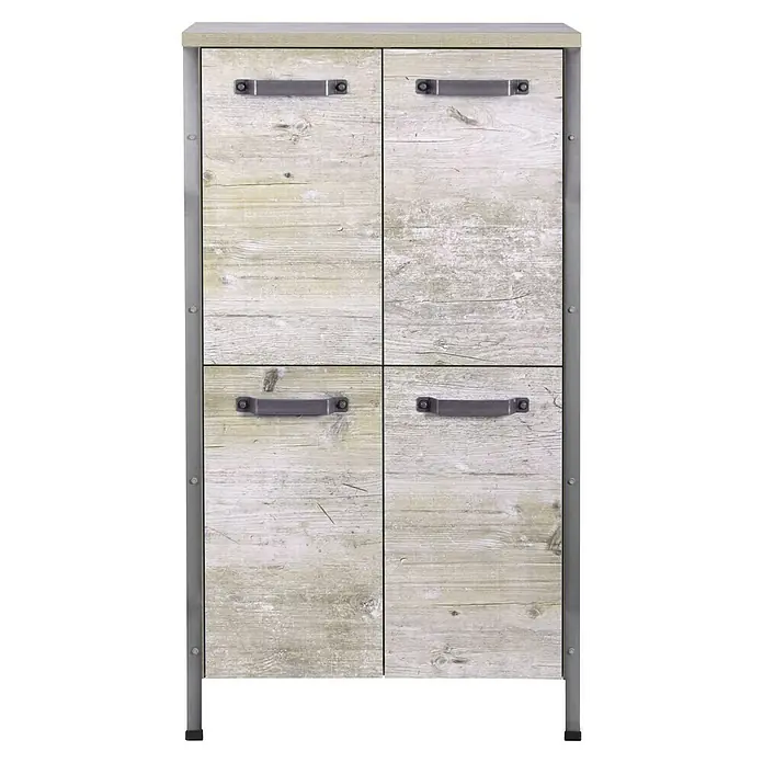 Schildmeyer Harkon Highboard - 64 x 34 x 119 cm, Findus - Der stilvolle Schrank mit Holzoptik und Metallgriffen bietet praktischen Stauraum. Ideal für moderne Wohnräume.