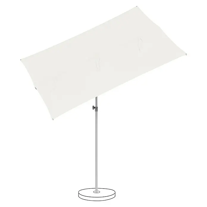 Suncomfort Balkonschirm Flex Roof - Ecru, Bespannungsmaß (L x B): 195 x 140 cm - Rechteckiger, weißer Sonnenschirm mit silbernem Ständer. Ideal für den Garten oder die Terrasse und spendet angenehmen Schatten an sonnigen Tagen.