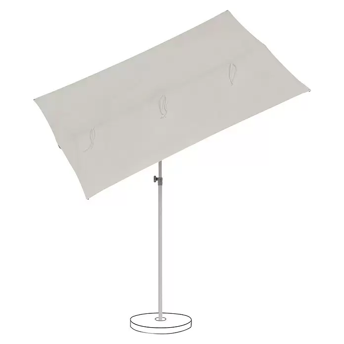 Suncomfort Balkonschirm Flex Roof - Hellgrau, Bespannungsmaß (L x B): 195 x 140 cm - Weißer rechteckiger Sonnenschirm mit hellgrauem Mast und rundem Fuß, ideal zur Beschattung von Außenbereichen.