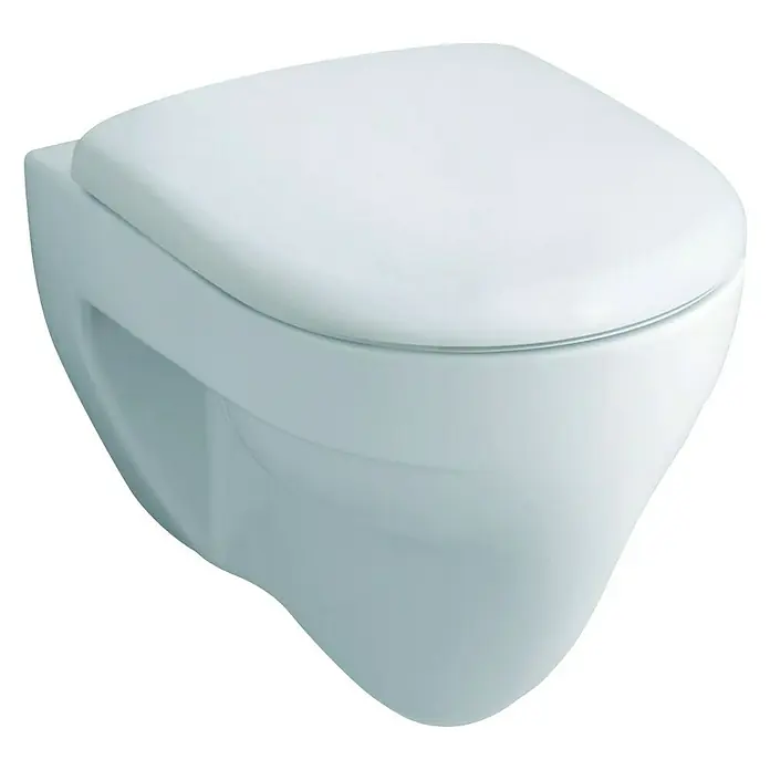 Geberit Renova Wand-WC - Mit Spülrand, Mit schmutzabweisender Glasur, Spülform: Flach, WC Abgang: Waagerecht, Weiß - Wandhängendes WC in Weiß, modernes Design mit abgerundeten Formen für das Badezimmer.
