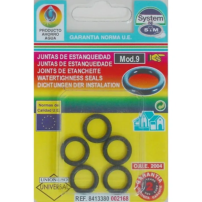 Anillo m obturador 9 - Plástico - Empaque de juntas de estanqueidad "System S&M Mod.9" para instalación sanitaria, garantizando ahorro de agua y normas UE.