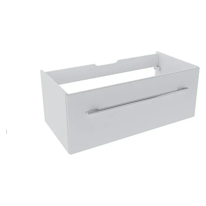 Camargue Stella Waschtischunterschrank - 99,4 x 48,8 x 39 cm, Ohne Beleuchtung, Weiß - Weißer Waschtischunterschrank mit einem schlichten, geraden Design und einem Griff aus gebürstetem Metall. Ideal für moderne Badezimmer.