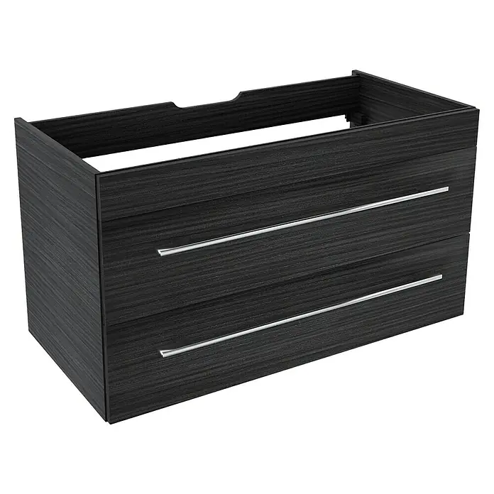 Camargue Stella Badmöbel-Set G12D12 - Gesamtbreite Badmöbel: 100 cm, Dark Oak, Matt, 3 -tlg. - Moderner Badezimmerschrank mit zwei Schubladen und Griffen aus Metall, ideal für jedes Badezimmerdekor.