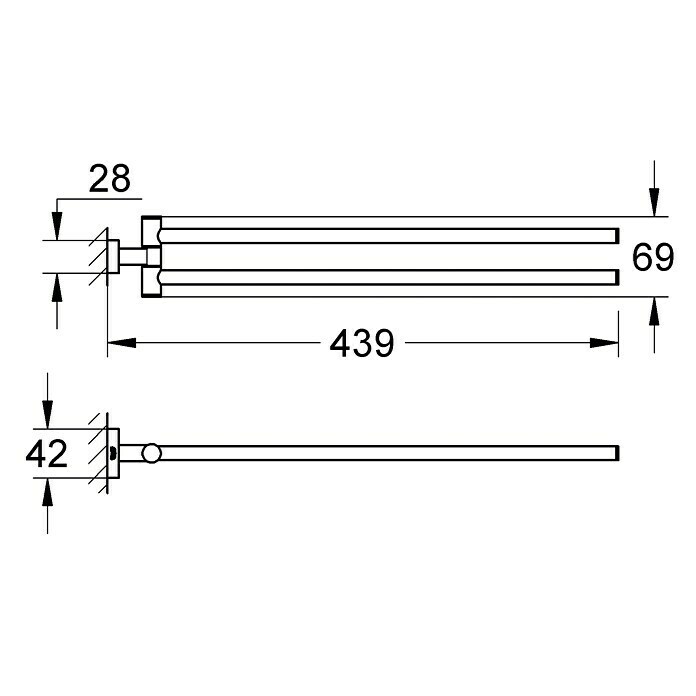 Grohe Essentials Cube Handtuchhalter (2-armig, Chrom, Glänzend)