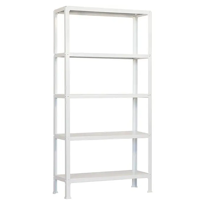 Simonrack Simonhome Metallregal Click Metall Mini - H x B x T: 180 x 80 x 30 cm, Traglast pro Boden: 150 kg, Anzahl Böden: 5 Stk., Stecken, Weiß/Weiß - Helles Metallregal mit fünf Ebenen. Ideal für Lagerung und Organisation in verschiedenen Umgebungen. Stabil und langlebig.