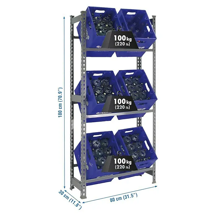 Simonrack Simonbottle Getränkekistenregal BottleclickH x B x T: 180 x 80 x 30 cm, Traglast Einlegeboden: 100 kg, Anzahl Böden: 3 Stk., Stecken, Grau