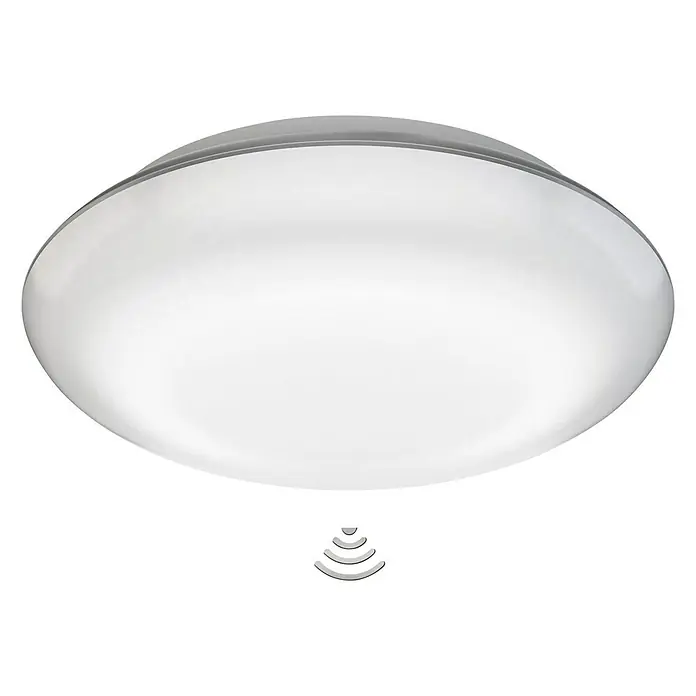 Steinel Plafón LED para exterior DL Vario Quattro S - 9,8 W, L x An x Al: 31 x 31 x 6,9 cm, Blanco, IP54 - Lámpara de techo redonda y moderna con sensor de movimiento, ideal para pasillos y entradas, proporcionando iluminación automática.