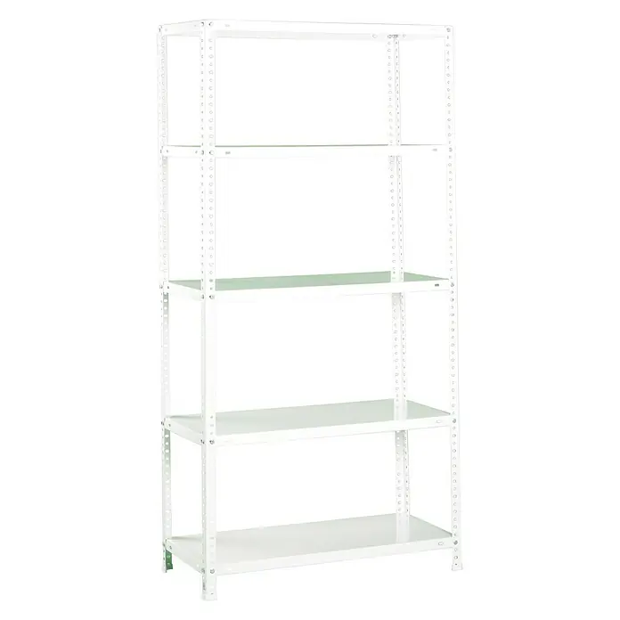 Simonrack Simonclassic Metallregal Comfort - H x B x T: 180 x 90 x 50 cm, Traglast pro Boden: 100 kg, Anzahl Böden: 5 Stk., Schrauben, Weiß - Weißes Metallregal mit fünf Ablagen zur Lagerung und Organisation von Gegenständen im Haus, Büro oder Lager.