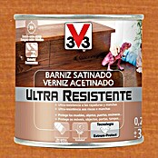 V33 Barniz para madera Satinado Ultra Resistente (Cerezo, Satinado, 250 ml)