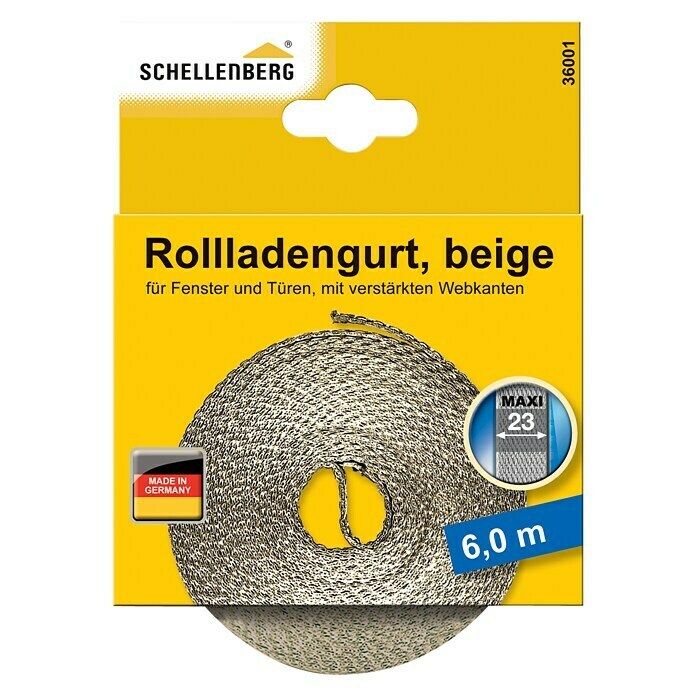 Schellenberg Rollladengurt (Beige, L x H: 6 m x 1,3 mm, Gurtbreite: 23 mm)