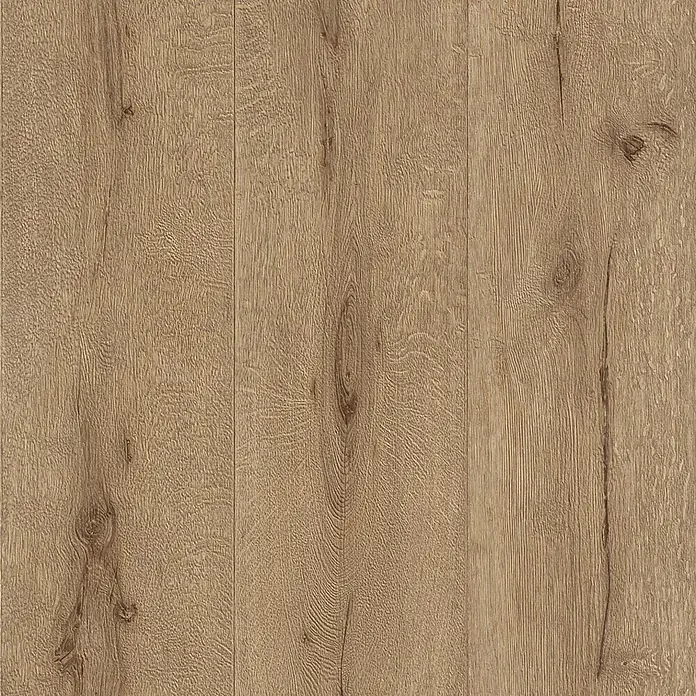 Rasch Vliestapete Holz I - Braun, Holzoptik, 10,05 x 0,53 m - Nahaufnahme eines hellbraunen Laminatbodens mit feiner Holzstruktur und sichtbaren Ästen für ein natürliches Aussehen.