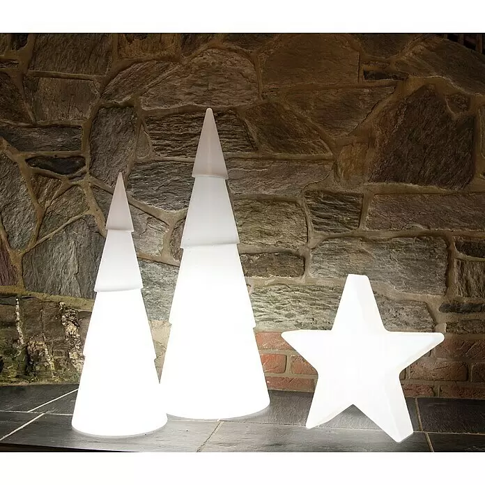 8 Seasons Design Shining LED-Solar-Weihnachtsleuchte Tree - Weiß, Durchmesser: 29 cm - Stimmungsaufnahme