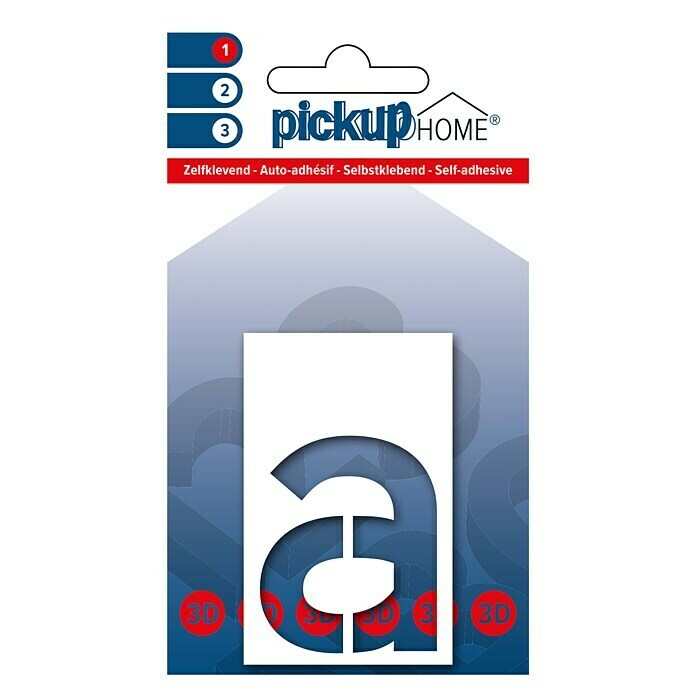 Pickup 3D Home Huisnummer (Hoogte: 6 cm, Motief: a, Wit, Kunststof, Zelfklevend)