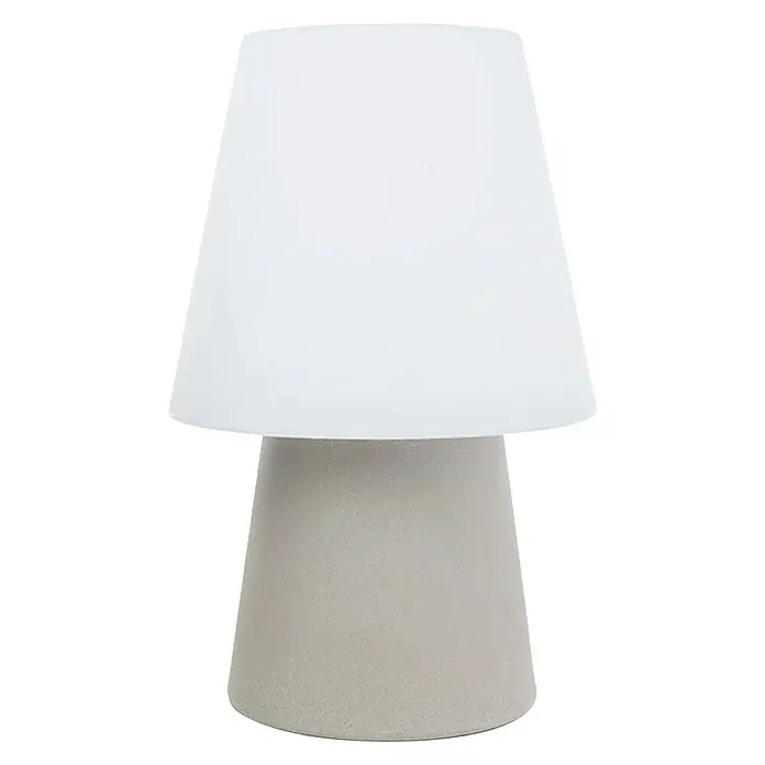 8 Seasons Design No. 1 LED-Dekoleuchte - 6 W, Sand, L x B x H: 39 x 39 x 60 cm - Diese Tischleuchte besticht durch ihren schlichten, modernen Stil mit einem Betonsockel und einem weißen Schirm. Sie sorgt für gemütliches Licht.