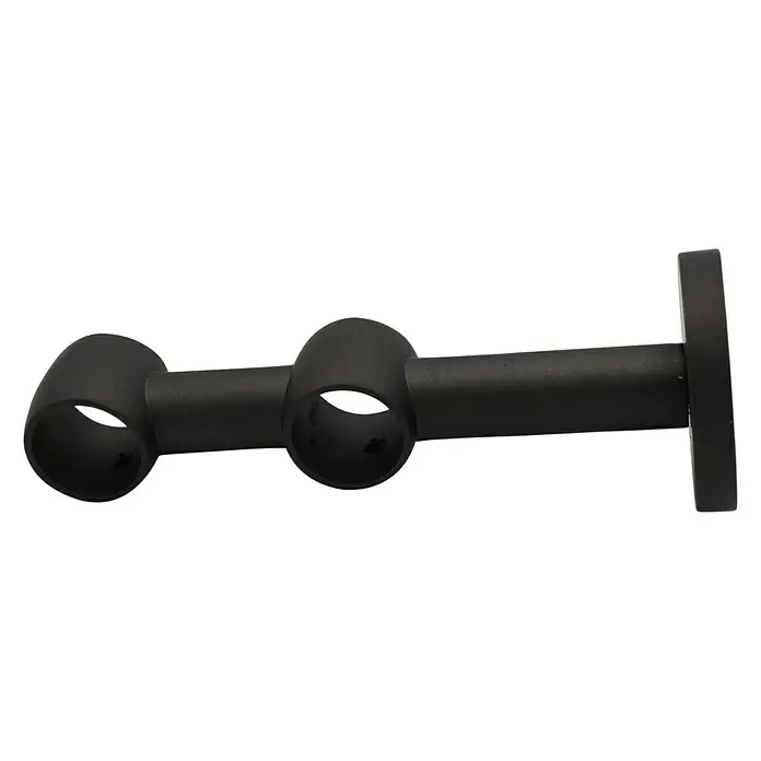 Expo Ambiente Doppelträger Noble - Eisenoptik-brush, Geeignet für: Gardinenstangen Ø 20 mm, Länge: 13,4 cm - Schwarze Doppel-Vorhangstangenhalterung für die Wandmontage zur sicheren Befestigung von zwei Vorhangstangen.