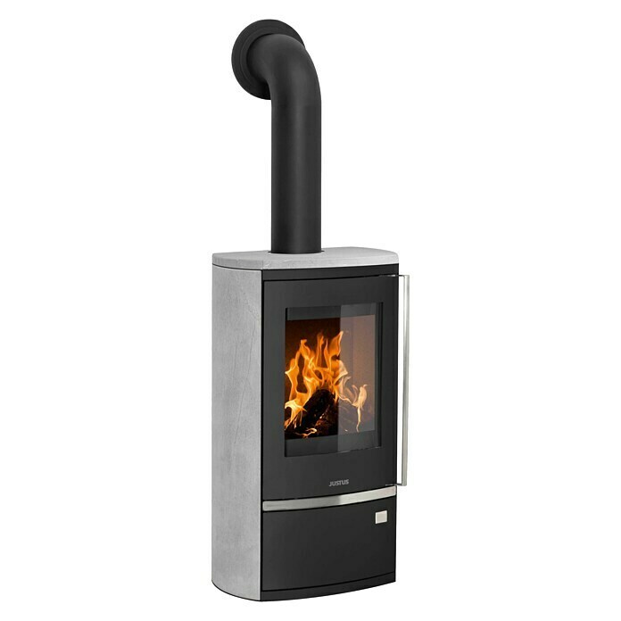 Justus Kaminofen Reno R (6 kW, Raumheizvermögen: 124 m³, Verkleidung: Speckstein, Schwarz)