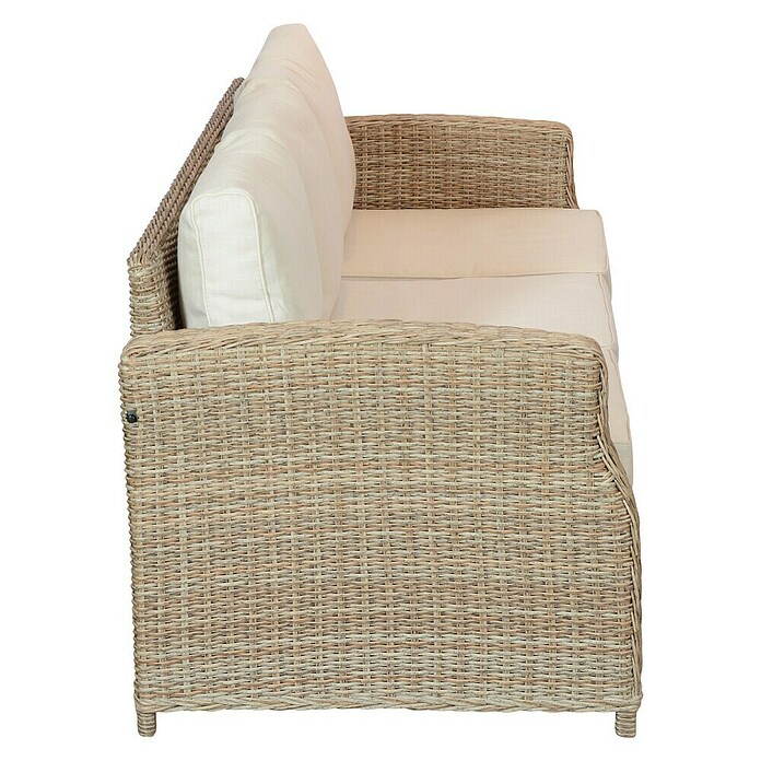 Sofá de conjunto 3 plazas + sillón de conjunto Gotland (3 pzs., Ratán sintético/Aluminio, Arena) | BAUHAUS