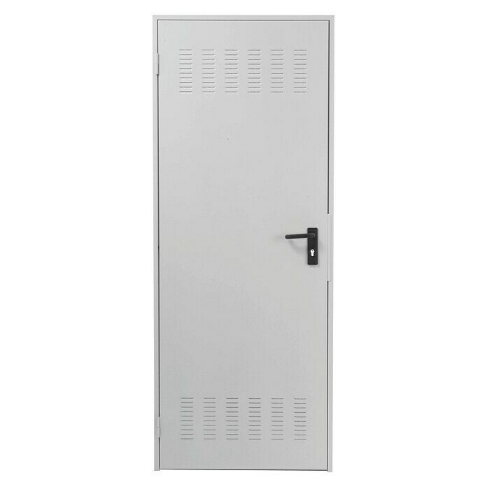Novoferm Puerta metálica Super Plus Prelacada blanca con rejilla (87,5 x 203,5 cm, Apertura: Izquierda)