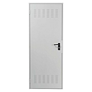 Novoferm Puerta metálica Super Plus Prelacada blanca con rejilla (87,5 x 203,5 cm, Apertura según normativa: Derecha)