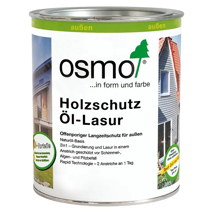 Osmo Holzlasur - Farblos - 701, 750 ml, Seidenmatt - Dose Osmo Holzschutz Öl-Lasur für den Außenbereich. Bietet Schutz und Pflege für Holzoberflächen mit natürlicher Ölbasis.