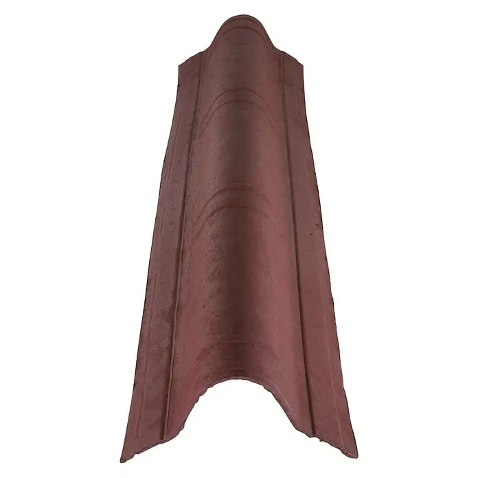 Onduline Teja de caballete para cumbrera Onduvilla - 106 x 18 cm, Rojo - Primer plano de una teja roja curvada, aislada sobre un fondo blanco, para proyectos de construcción o renovación.