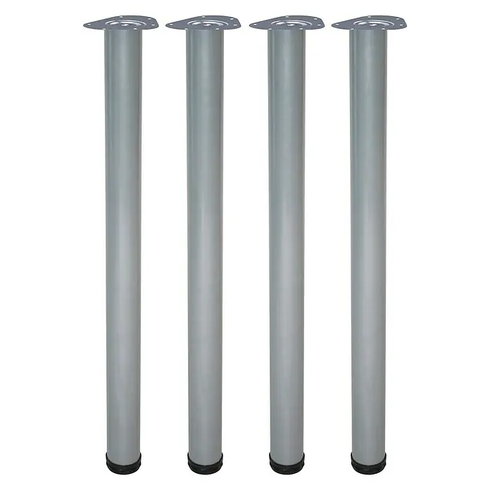 Element System Set de patas de mueble Toscana - Ø x Al: 6 x 70 cm, Capacidad de carga: 75 kg, Acero, 4 ud., Aluminio blanco - Juego de cuatro patas de metal plateado para muebles con placas de montaje redondas y pies antideslizantes, aptas para todo tipo de muebles.