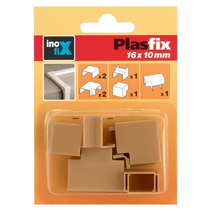 Inofix Plasfix Kit de accesorios para canaleta (Roble, An x Al: 1,6 x 1 cm, 7 uds.)