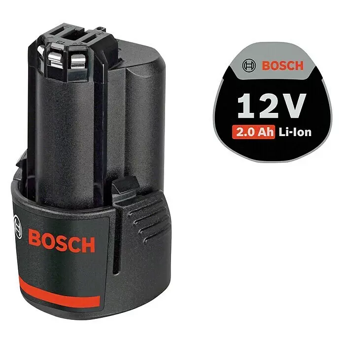 Bosch Professional Batería GBA 12V - 12 V, Iones de litio, 2 Ah - Batería negra Bosch 12V 2.0 Ah Li-ion para herramienta eléctrica.