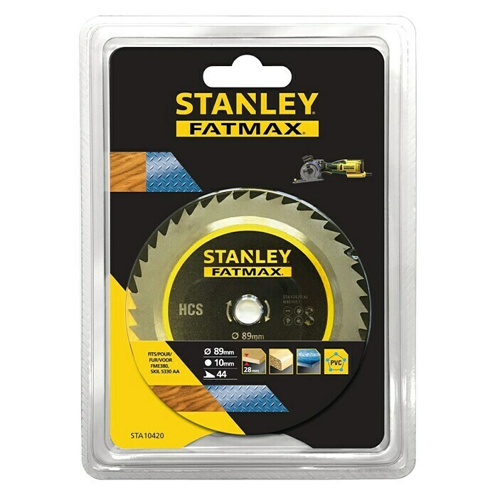 Stanley FatMax Disco de sierra STA10420-XJ (Diámetro: 89 mm, Orificio: 10 mm, 44 dientes)