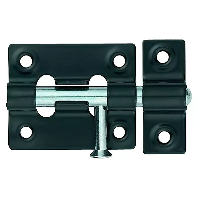 Abus Pestillo deslizante SRR45 - Puerta interior, Negro - Pestillo de barril negro con pasador deslizante y pasador de retención plateados.