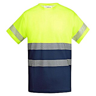 Camiseta alta visibilidad Tauri (XL, Amarillo flúor/Azul marino)