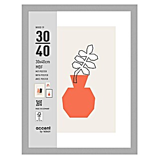 Accent Houten lijst Wood (30 x 40 cm, Zilver)