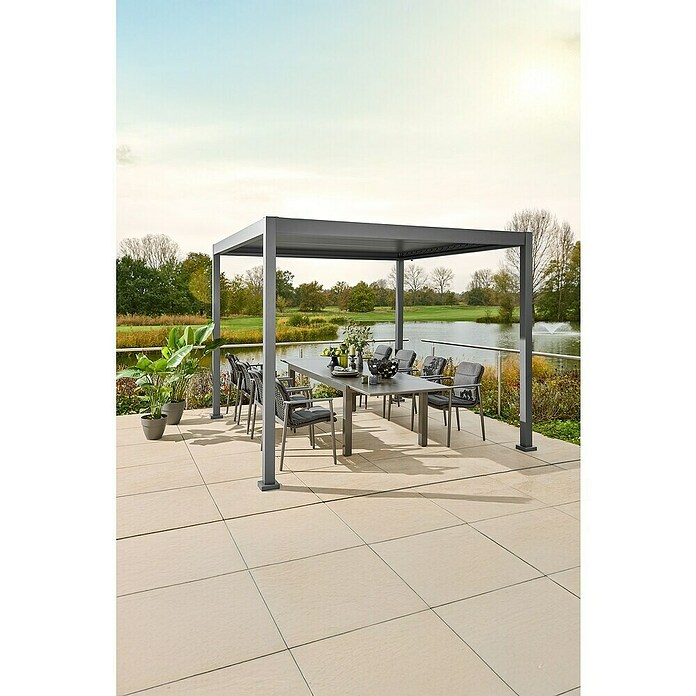 Sunfun Milos Paviljon z lamelami  (Š x G: 294 x 294 cm, Barva ogrodja: Antracit, Aluminij) | 8298 - Gartenzelte/Pavillons | ICFA - Sonnenschutz | ICF - Sonnenschutz | IC - Freizeit im Garten | I - Stadtgarten | BAUHAUS