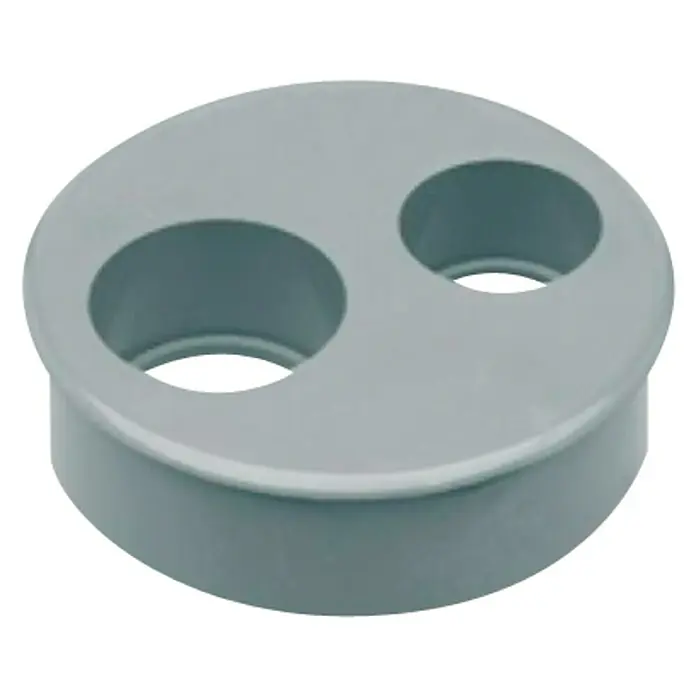 Tapón PVC reducción doble M-H - 32 mm - Roseta doble para tubos de plástico gris, ideal para tuberías de calefacción, para crear una transición limpia a la pared.