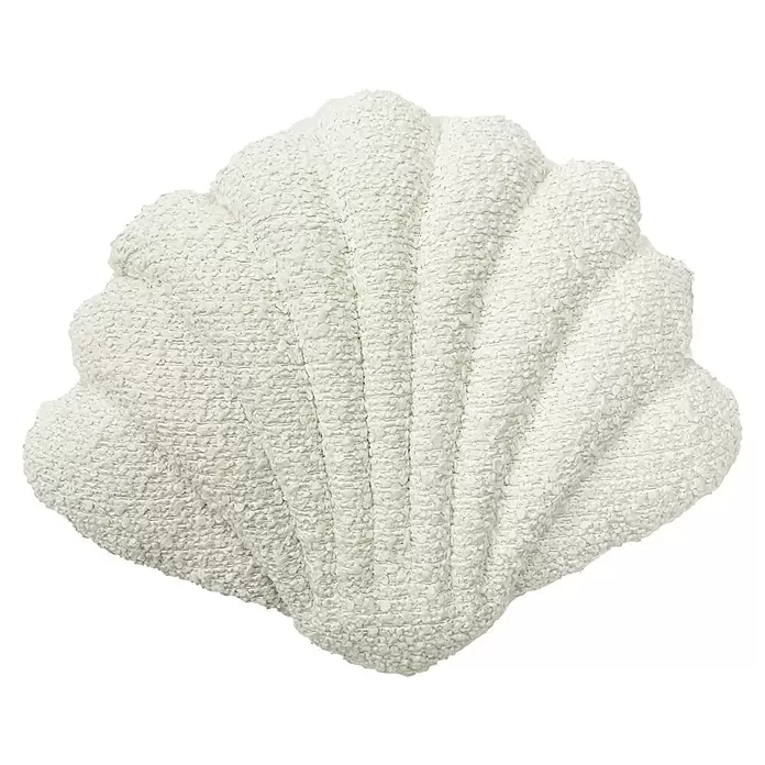 Kissen Sarina - Schneeweiß, 45 x 34 cm - Weißes, strukturiertes Muschel-Dekokissen.