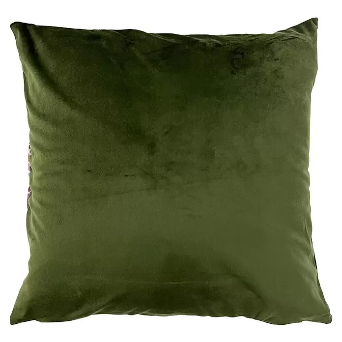 Kissen Berrin - Violetice, 45 x 45 cm - Weiches, quadratisches, dunkelgrünes Samtkissen.