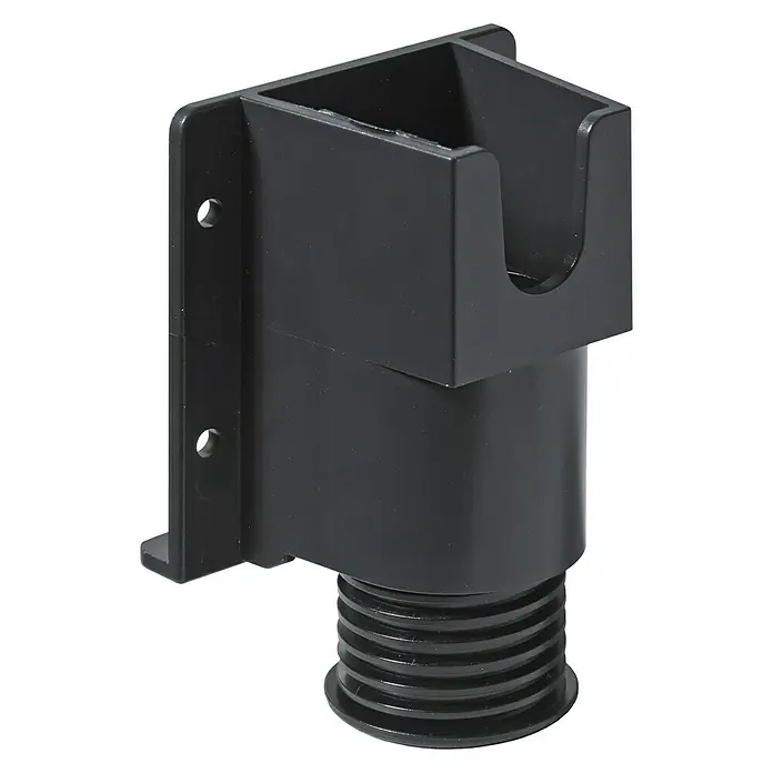 Hettich Regulierschrauben - Geeignet für: Seitenwände, 60 mm - 80 mm - Schwarze Kunststoff-Wandhalterung für Rohre oder Stangen, ideal für Bau- und Sanitäranwendungen. Robuste und zuverlässige Befestigung.