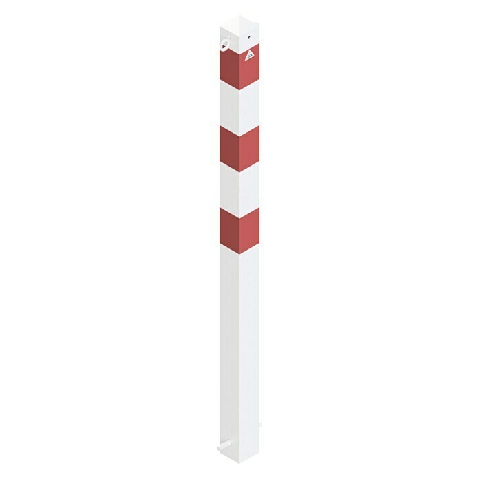 Schake Sperrpfosten (L x B x H: 70 x 70 x 1.300 mm, Stahl, Einbetonieren, Weiß/Rot, 2 Ösen)