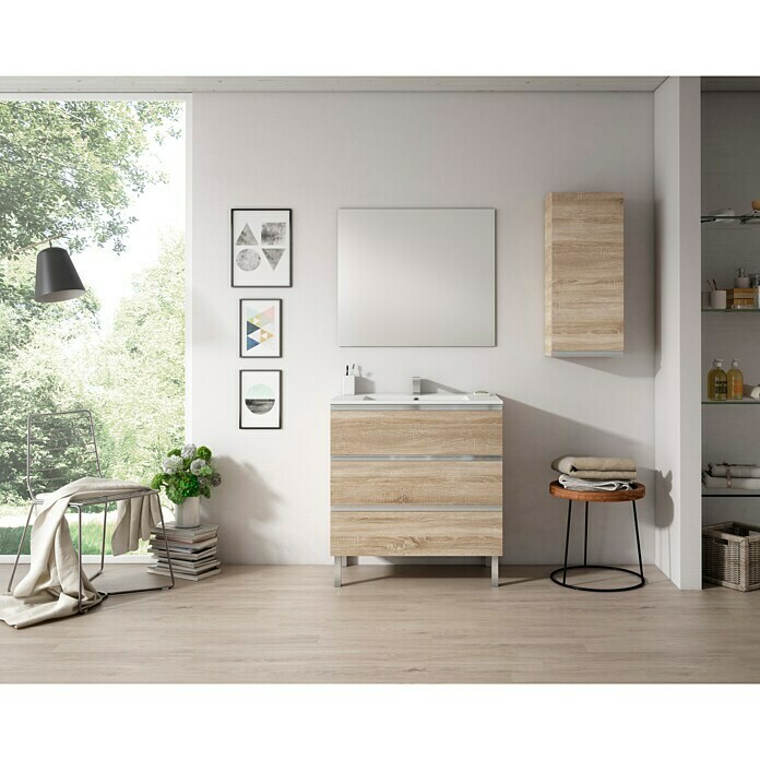 Mueble de lavabo Andrea (L x An x Al: 45 x 80 x 69 cm, Roble, Mate)