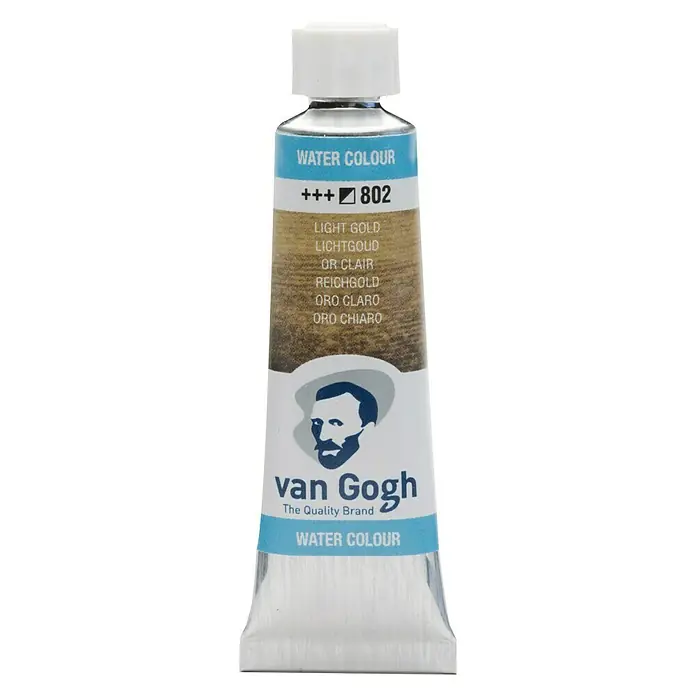 Talens Van Gogh Acuarela - Oro claro, 10 ml, Tubo - Tubo de acuarela Van Gogh en "Oro Claro", número de color 802, ideal para proyectos de arte y técnicas de pintura.
