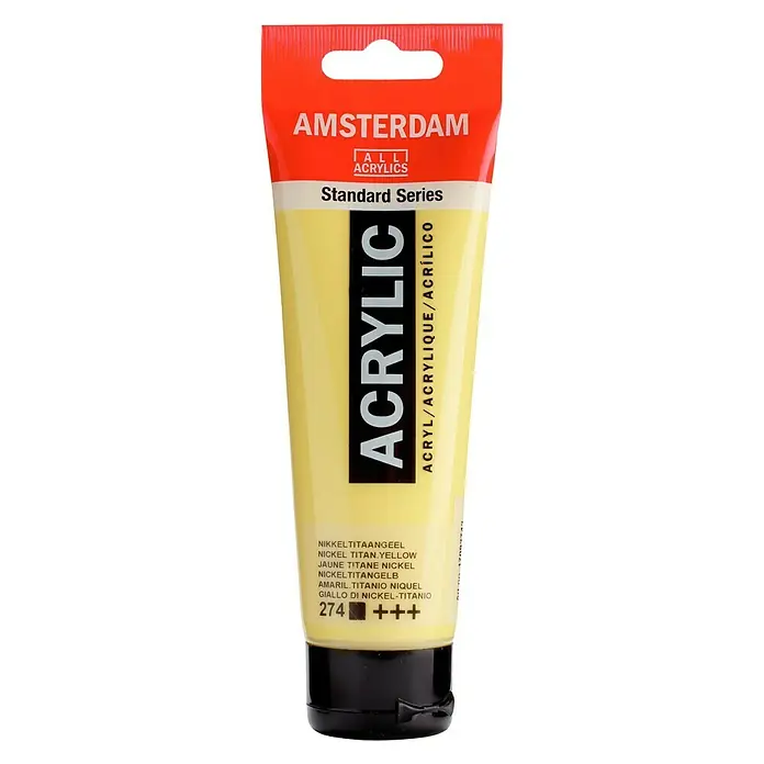 Talens Amsterdam Pintura acrílica Standard - Amarillo titanio níquel, 120 ml, Tubo - Tubo de pintura acrílica Amsterdam Standard Series en Amarillo Titanio Níquel, ideal para artistas y aficionados.