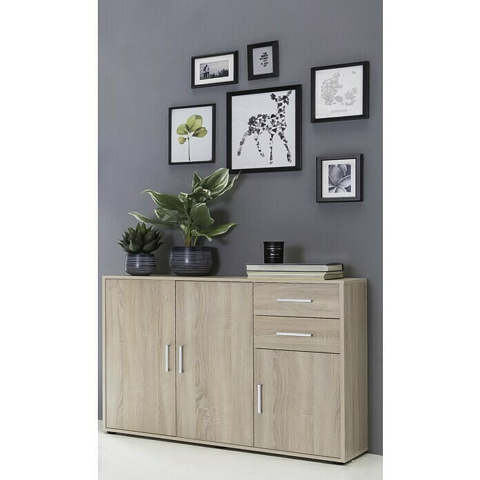 Wilmes SideboardL x B x H: 108 x 37 x 85 cm, Sonoma Eiche, Anzahl Schubladen: 2 Stk. Mood Shot