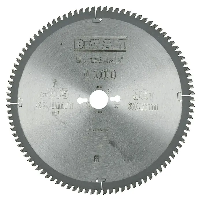DeWalt Disco de sierra DT4290-QZ - Diámetro: 305 mm, Orificio: 30 mm, 96 ud. - Hoja de sierra circular DeWalt Extreme Wood, diámetro de 305 mm, 96 dientes para cortes precisos en madera. Una hoja de alta calidad.