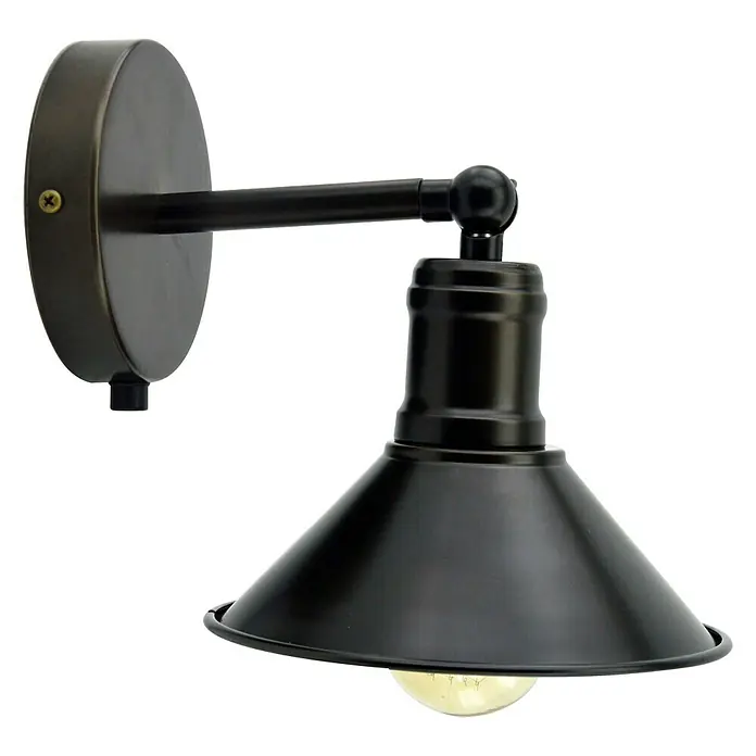 Aplique de pared LED Campana - 20 W, L x An x Al: 17 x 17 x 18 cm, Blanco, Blanco neutro - Lámpara de pared industrial negra con pantalla cónica y brazo ajustable para una iluminación interior elegante.