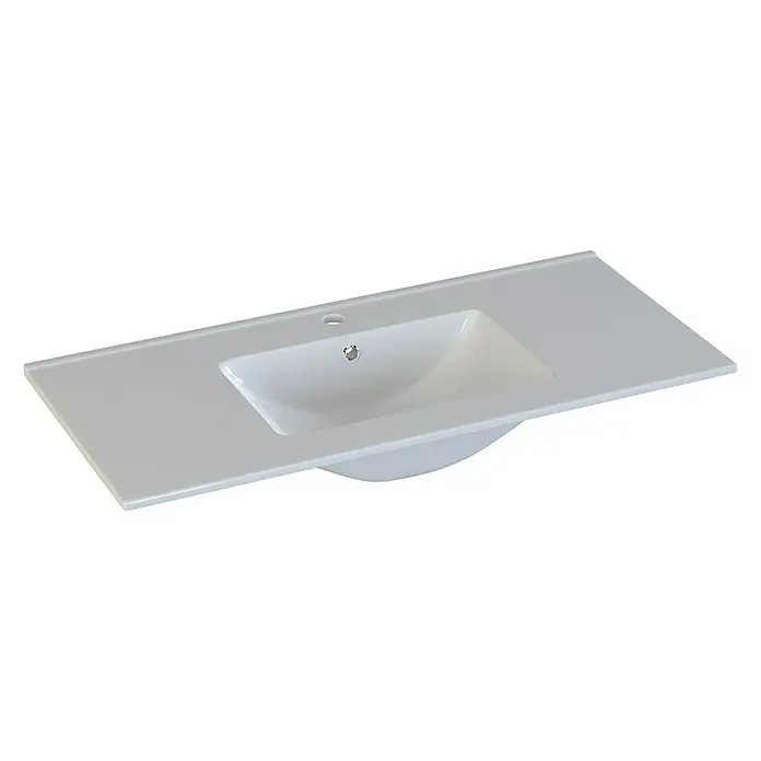Camargue Espacio Einbauwaschbecken Plan - 100 x 46 cm, Weiß - Elegantes Waschbecken mit integrierter Arbeitsplatte in Weiß. Perfekt für moderne Badezimmer, bietet es Stil und Funktionalität.