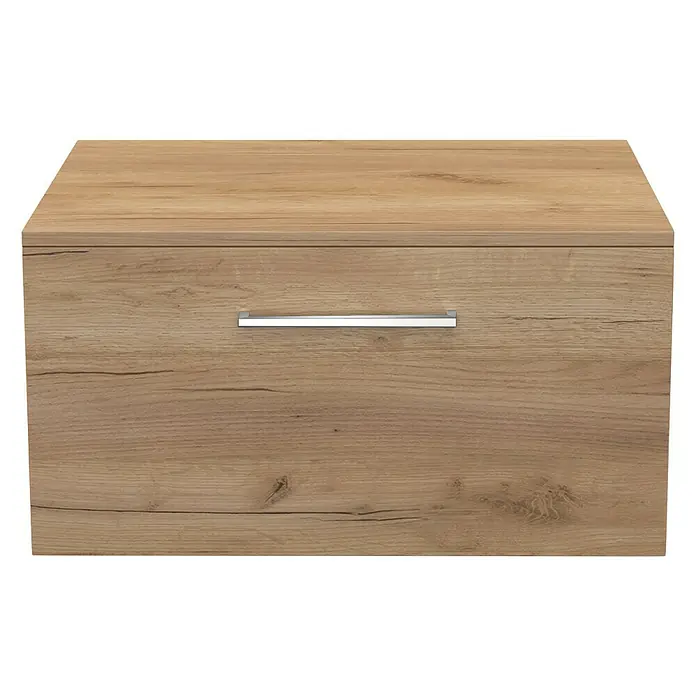 Camargue Espacio Unterschrank - 60 x 46 x 30 cm, Farbe Griff: Chrom, Doce - Helles Holz-Nachtkästchen mit Schublade und schlichtem, silberfarbenem Griff. Ideal für jedes Schlafzimmerdekor.