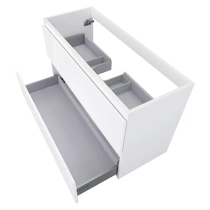 Camargue Espacio Waschtischunterschrank - 100 x 40 x 60 cm, 2 Schubkästen, Gama weiß glänzend - Weißer Badezimmerschrank mit zwei Schubladen. Der Waschtischunterschrank bietet Stauraum für das Badezimmer und hat eine moderne Optik.