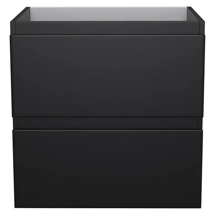 Camargue Espacio Waschtischunterschrank - 60 x 46 x 60 cm, 2 Schubkästen, Gama anthrazit matt - Schwarzer Badezimmerschrank mit zwei Schubladen und einem weißen Innenraum, ideal für moderne Badezimmer und zur Aufbewahrung von Badutensilien.