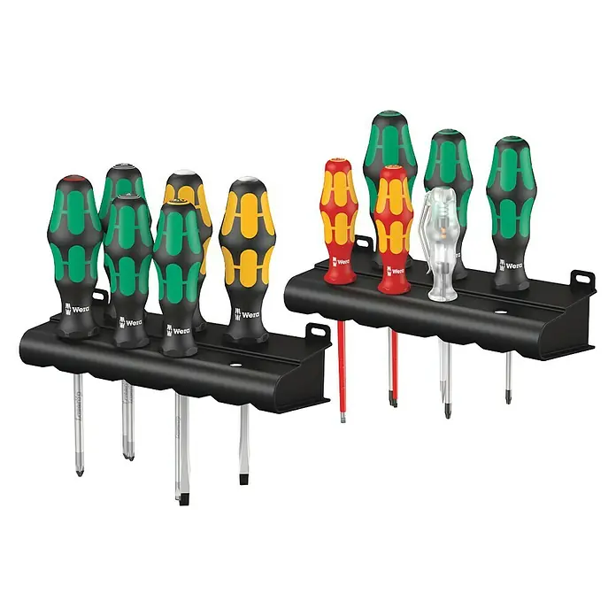 Wera Schraubendreher-Set Kraftform XXL 2 - 12 -tlg. - Wera Schraubendreher-Set mit praktischer Halterung. Ideal für Werkstatt und Heimwerker, sortiert und griffbereit.